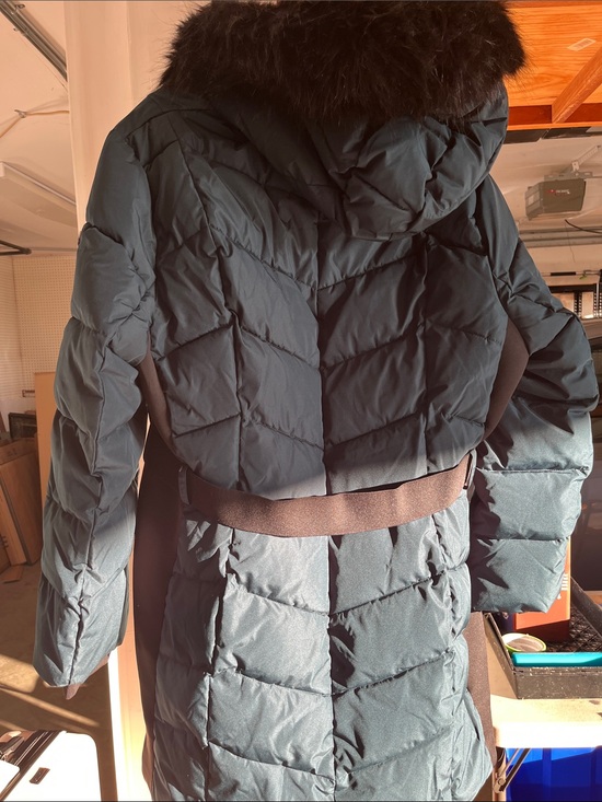 Calvin Klein Jackets & Blazers - Calvin Klein Dark Teal Quilted Puffer Coat with Faux Fur Trim